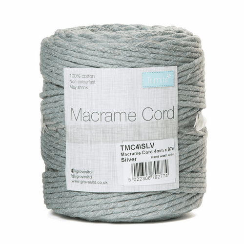 Macrame cord 87mtrs x 4mm Silver