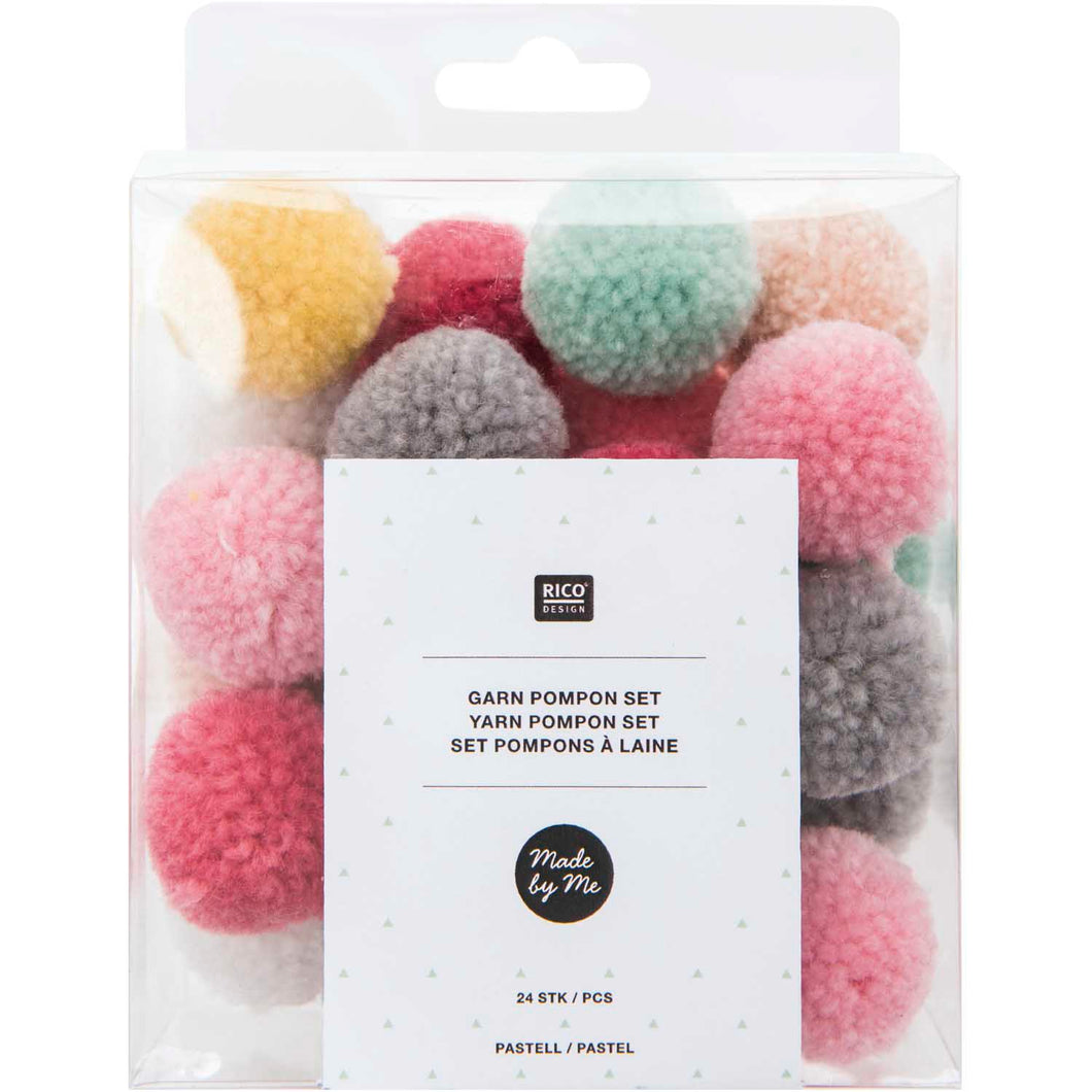 Yarn pompom set - pastels