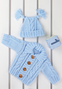 Baby cable cardigan and hat Aran Pattern – Pip Darcy