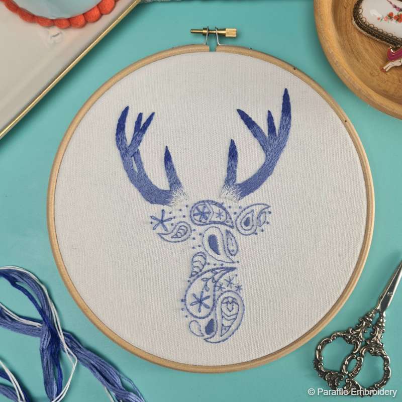 Paisley deer embroidery kit