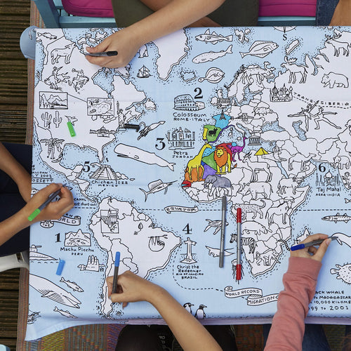 Colour & Learn World Map Tablecloth