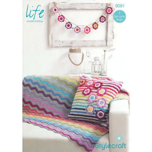 Blanket, Cushion Cover and Bunting in Stylecraft Life DK Pattern
