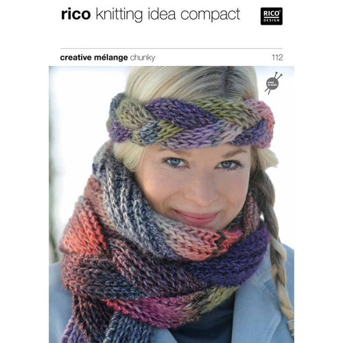 Plaited Scarf and Headband in Rico Creative Melange Chunky Pattern