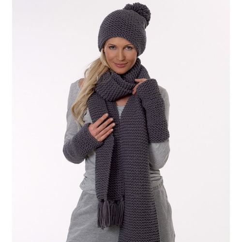 Arm Warmers, Scarf and Bobble Cap in Rico essentials big Pattern