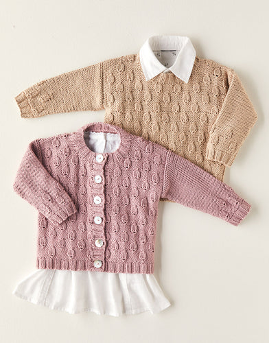 Loaf Stitch Cardigan and Sweater in Sirdar Snuggly 100% Cotton Pattern