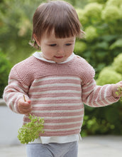 Load image into Gallery viewer, Baby Striped Jumper in Sirdar Snuggly Cashmere Merino pattern