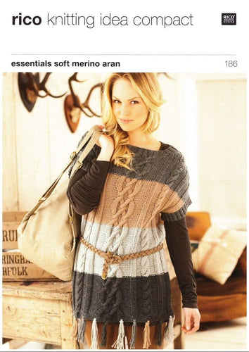 Ladies Fringed Sweater in Rico Essentials Soft Merino Aran Pattern