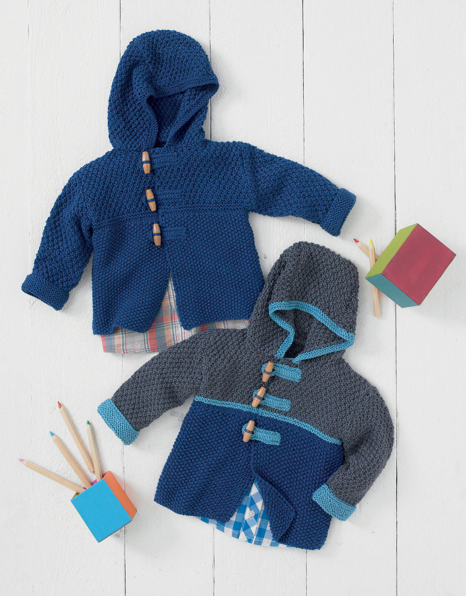 Baby Boy’s Duffle Coat in Sirdar Snuggly Baby Bamboo Dk pattern