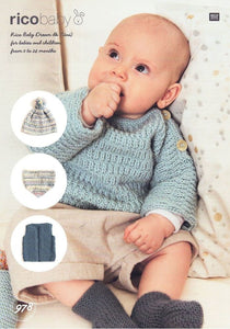 Sweater, Vest, Hat & Triangle Shawl Knitting Pattern in Baby Dream Uni DK Pattern