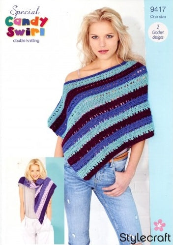 Shawl and Poncho in Stylecraft Special Candy Swirl DK Pattern