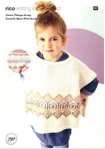 Child’s poncho in Rico Essentials Alpaca Blend & Creative Melange Chunky Pattern