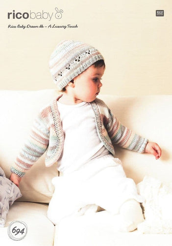 Babies Cardigan & Hat Knitting Pattern in Rico Baby Dream DK Pattern