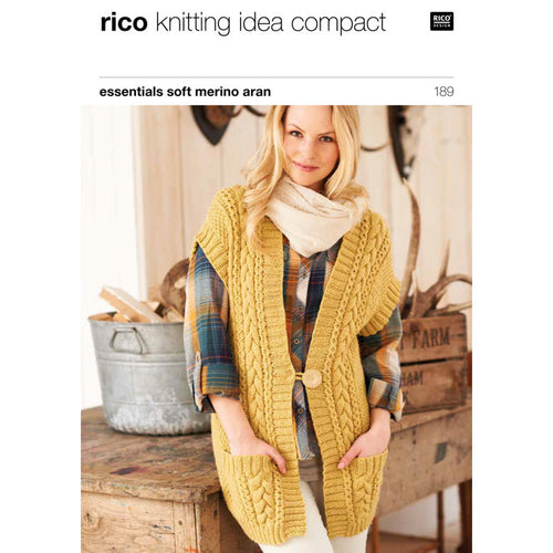 Long Waistcoat in Rico Essentials Soft Merino Aran Pattern